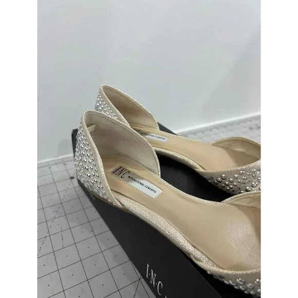 INC International Concepts Crescente 2 Sz. 7.5 Pearl Gold Flats ~~minty~~ - Picture 3 of 14